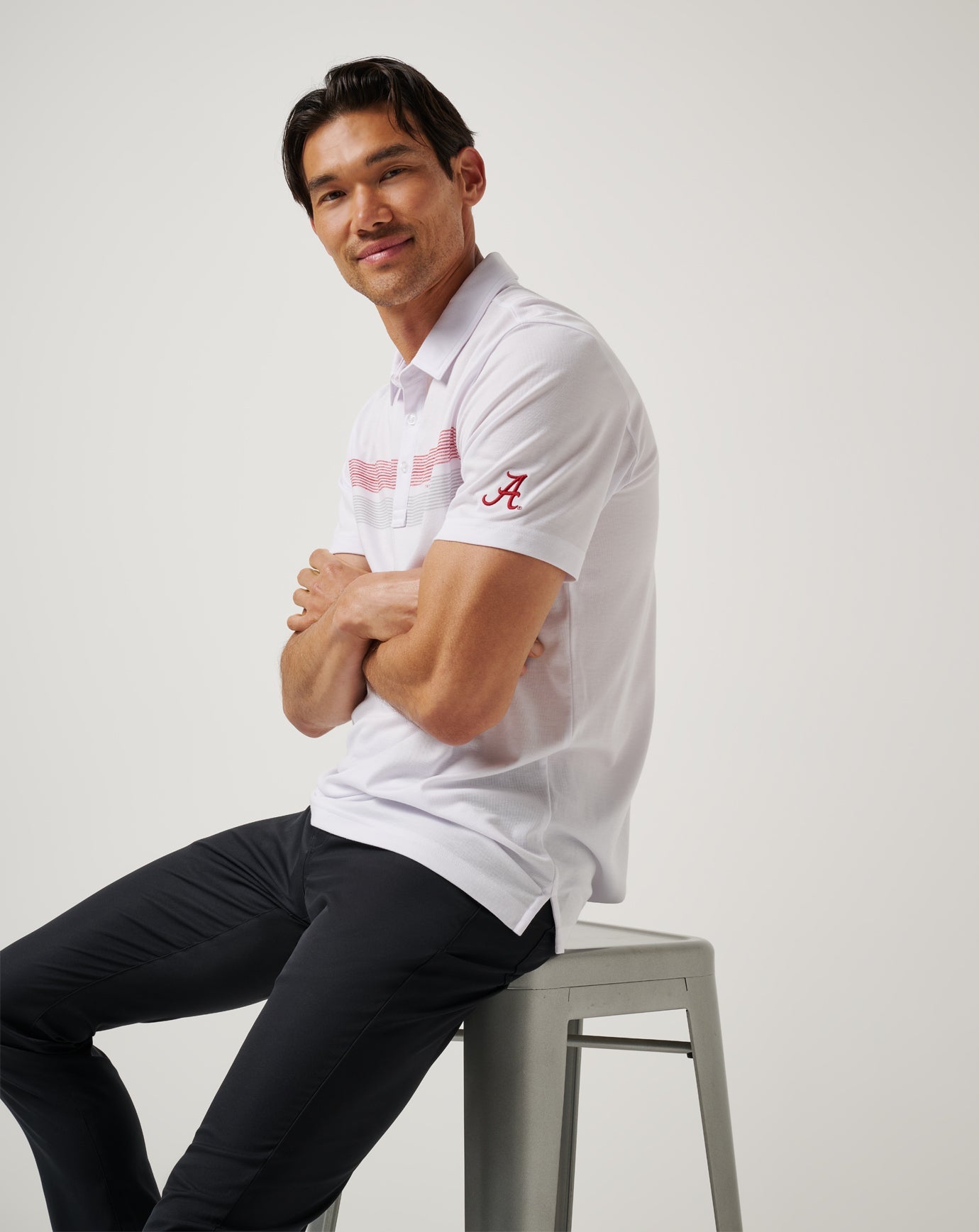 TravisMathew Alabama Top Recruit Polo - White/Crimson
