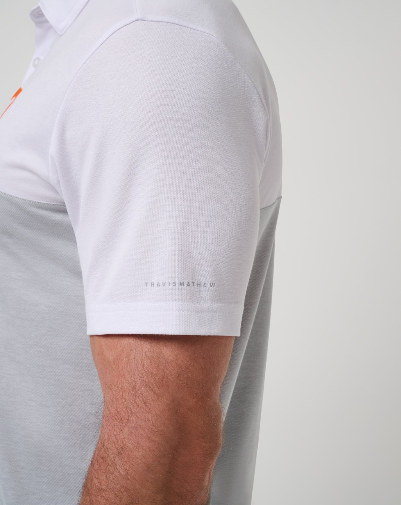 TravisMathew Tennessee Drop Back Polo - White/Heather Grey