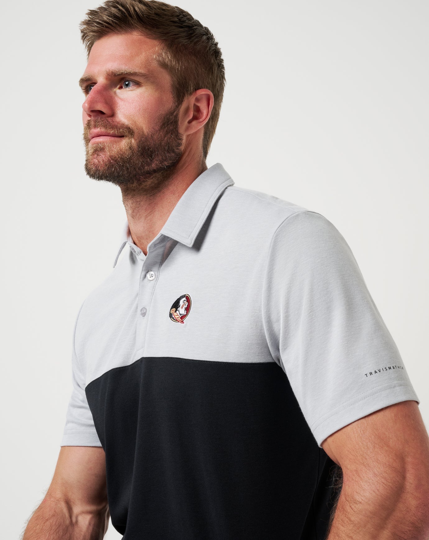 TravisMathew FSU Drop Back Polo - Heather Grey/Black
