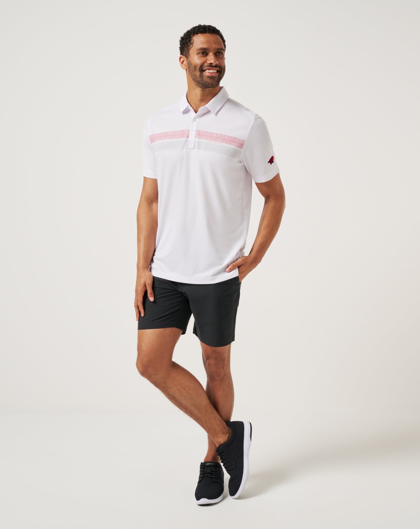 TravisMathew Arkansas Top Recruit Polo - White/Crimson