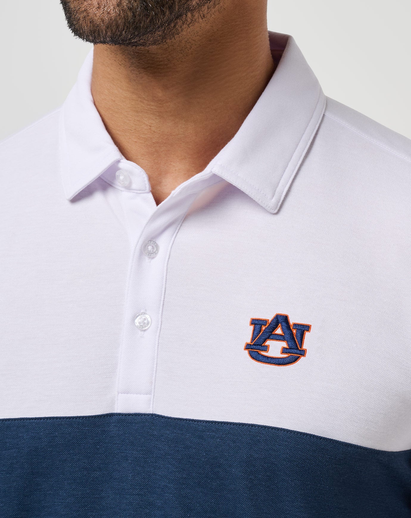 TravisMathew Auburn Drop Back Polo - White/Navy