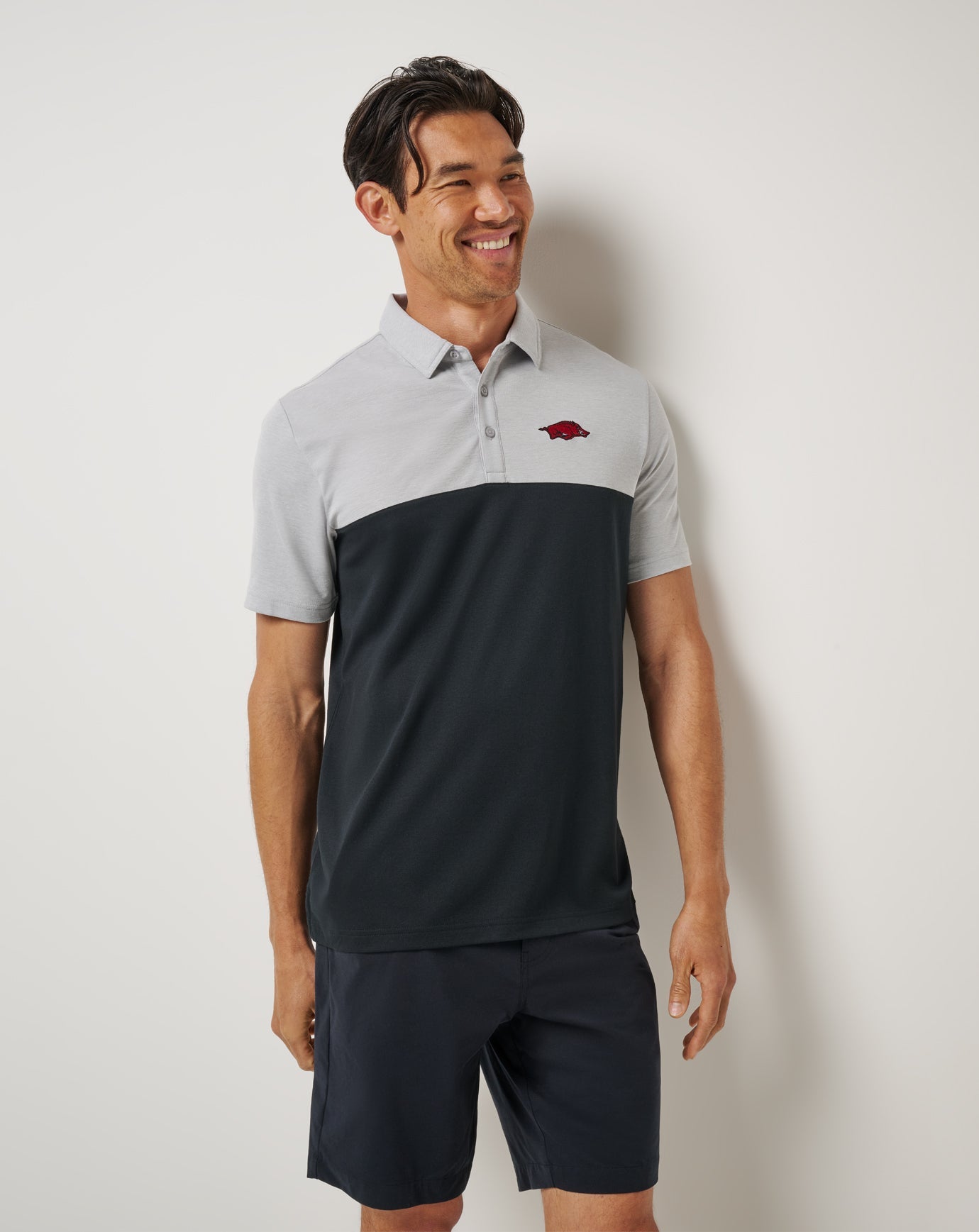 TravisMathew Arkansas Drop Back Polo - Heather Grey/Black