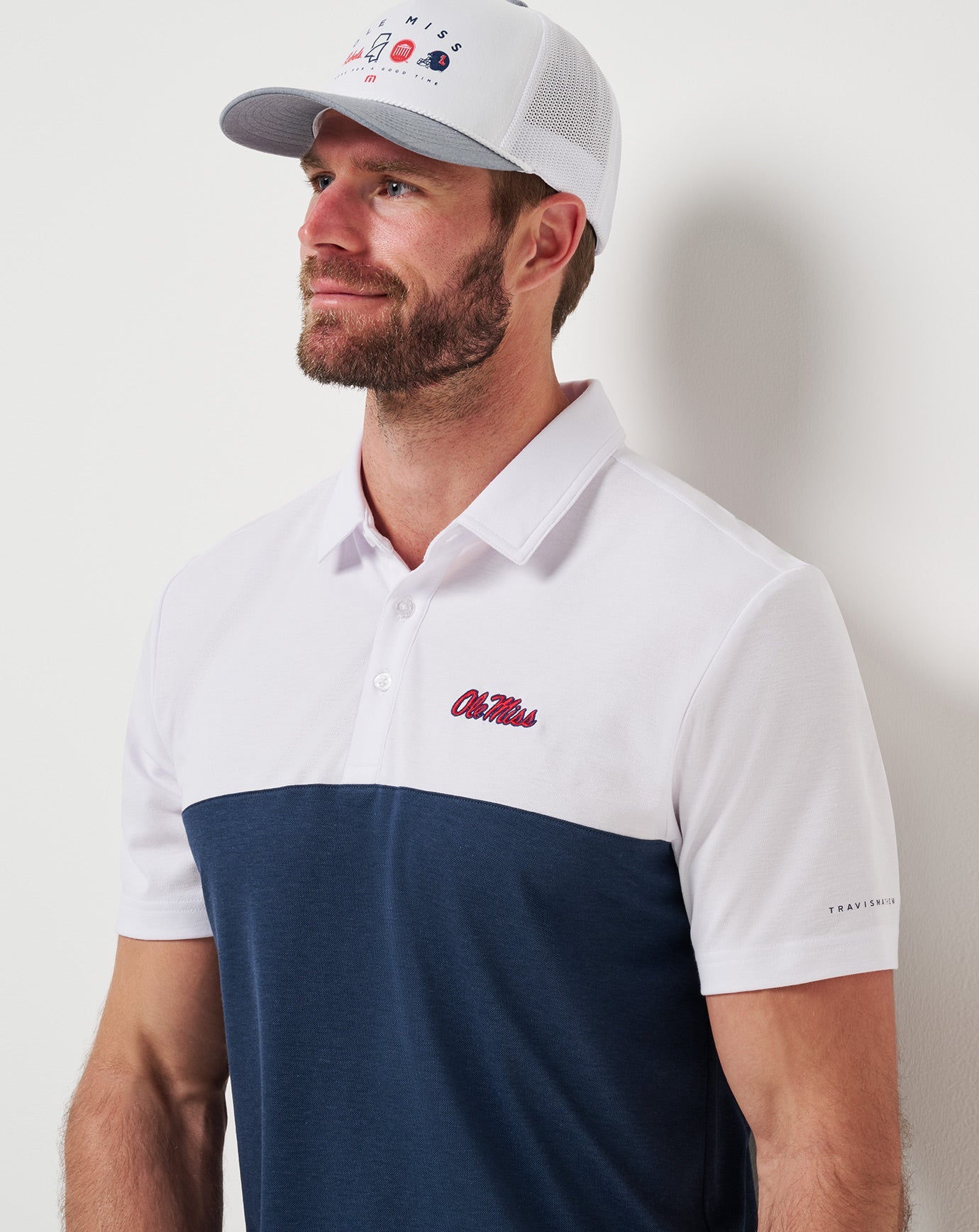 TravisMathew Mississippi Drop Back Polo - White/Navy