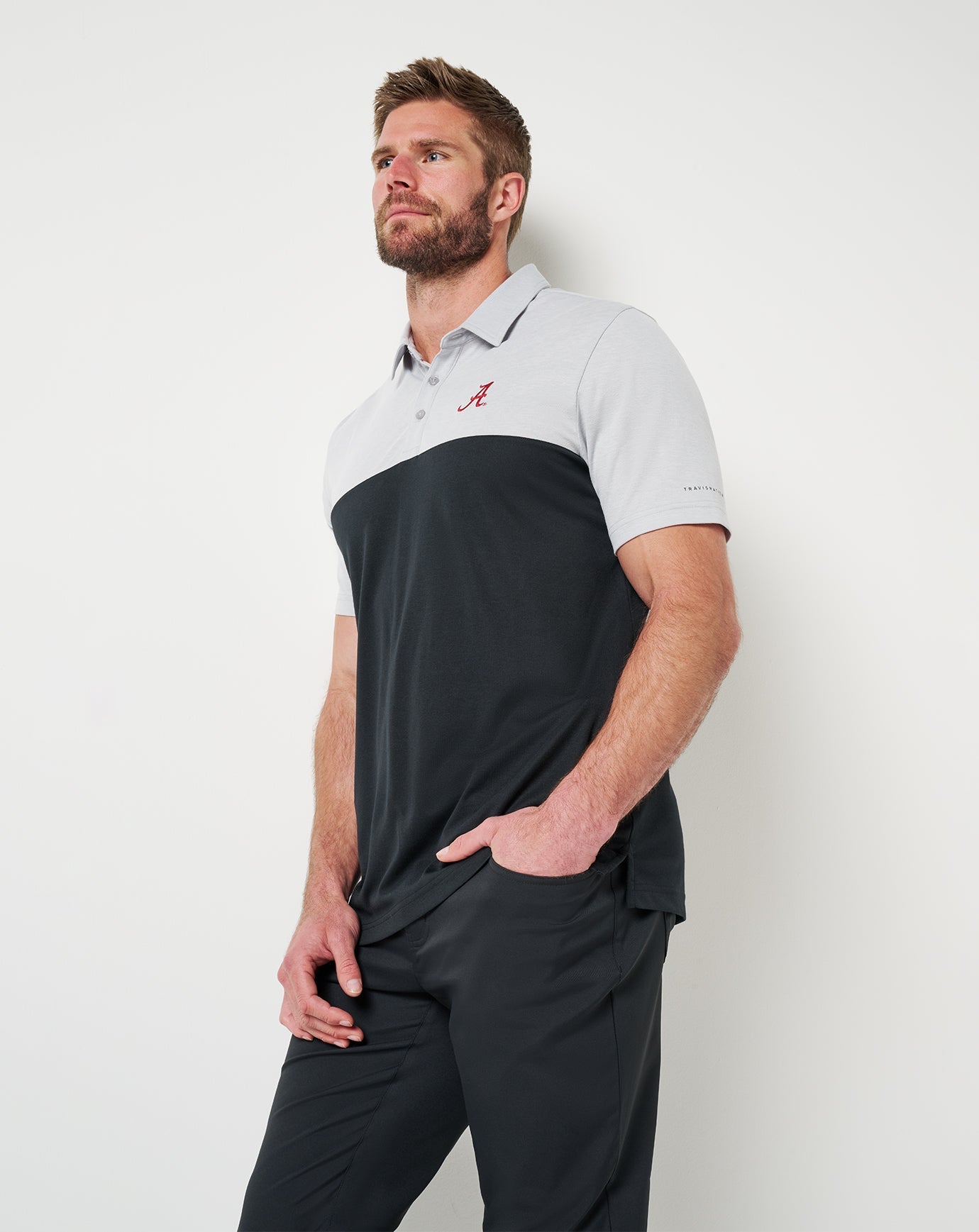 TravisMathew Alabama Drop Back Polo - Heather Grey/Black