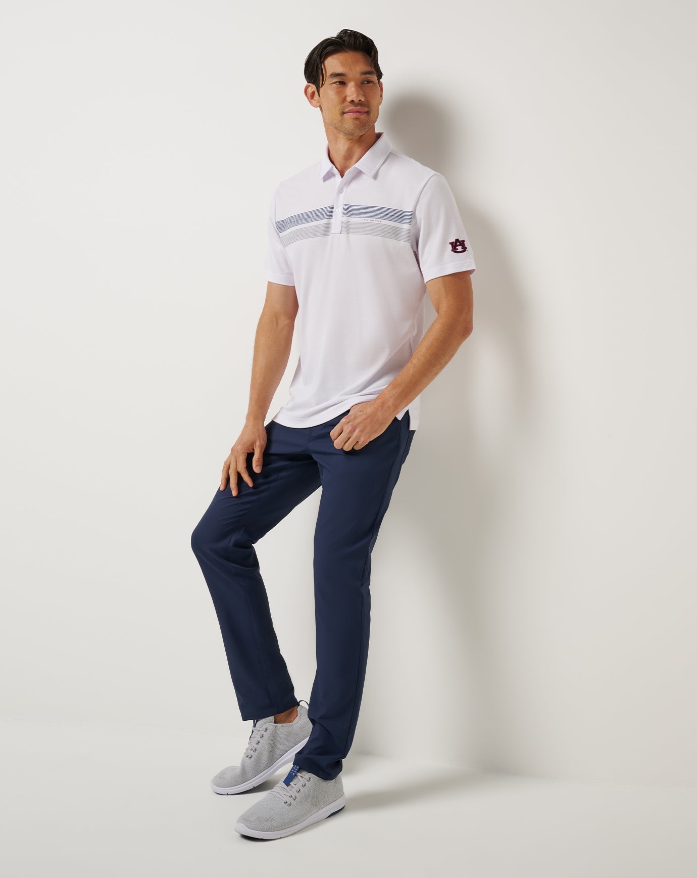 TravisMathew Auburn Top Recruit Polo - White/Navy