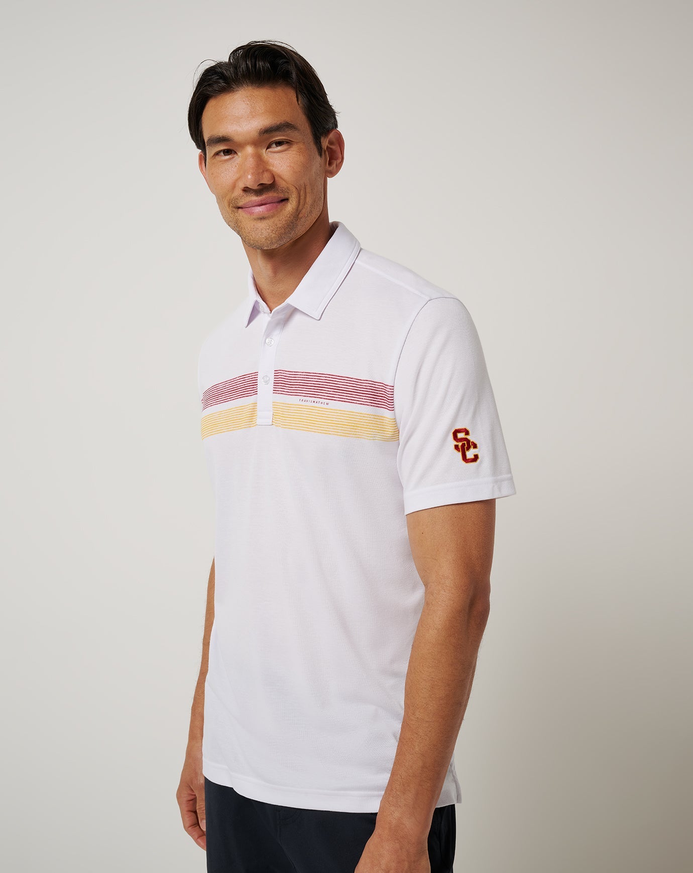 TravisMathew USC Top Recruit Polo - White/Cardinal