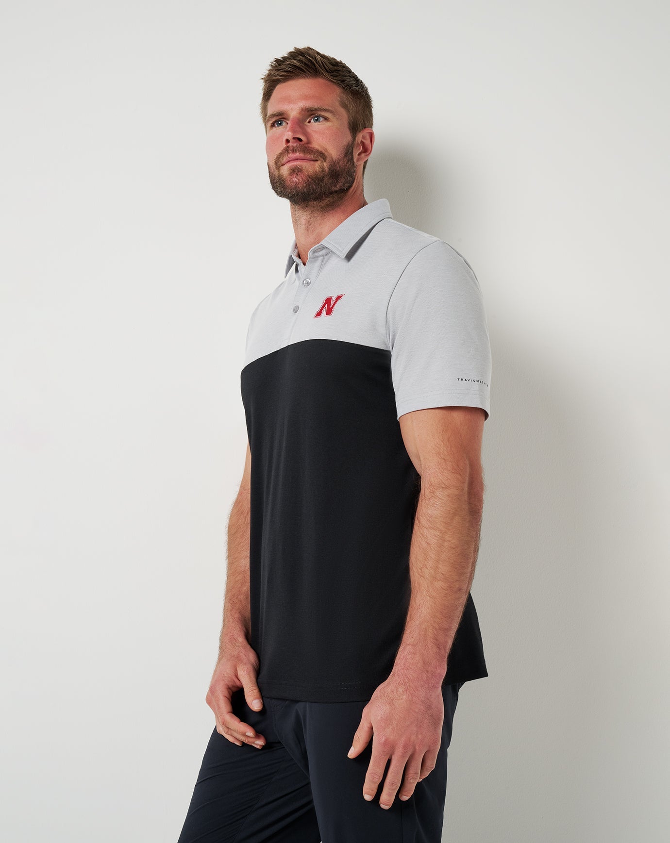 TravisMathew Nebraska Drop Back Polo - Heather Grey/Black