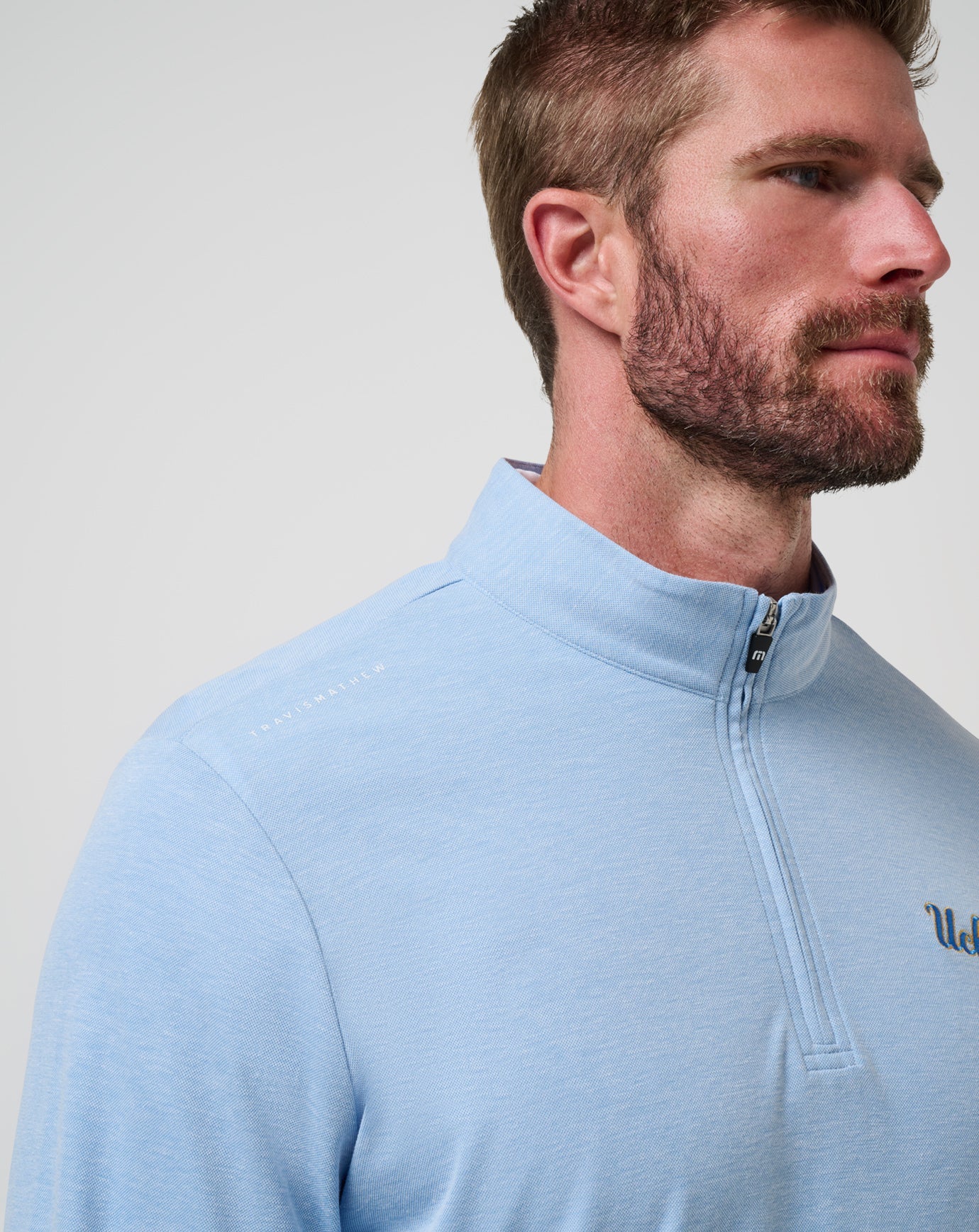 TravisMathew UCLA Time To Tailgate Quarter Zip - Heather Blue