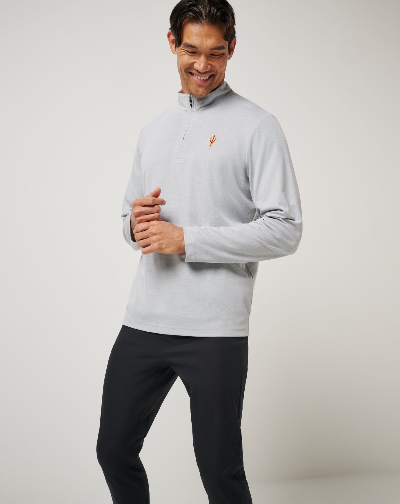 TravisMathew ASU Time To Tailgate Quarter Zip - Heather Grey