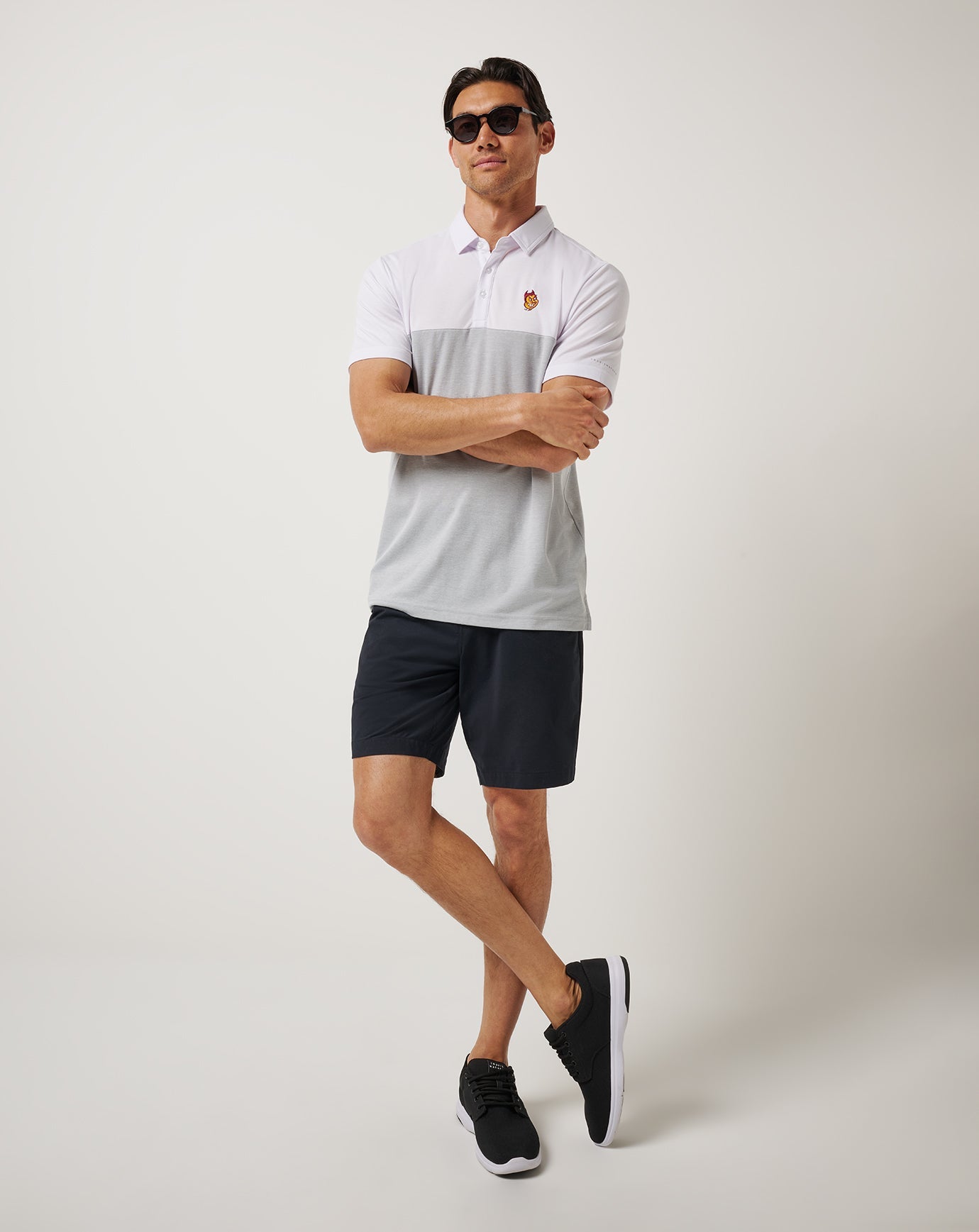TravisMathew ASU Drop Back Polo - White/Heather Grey