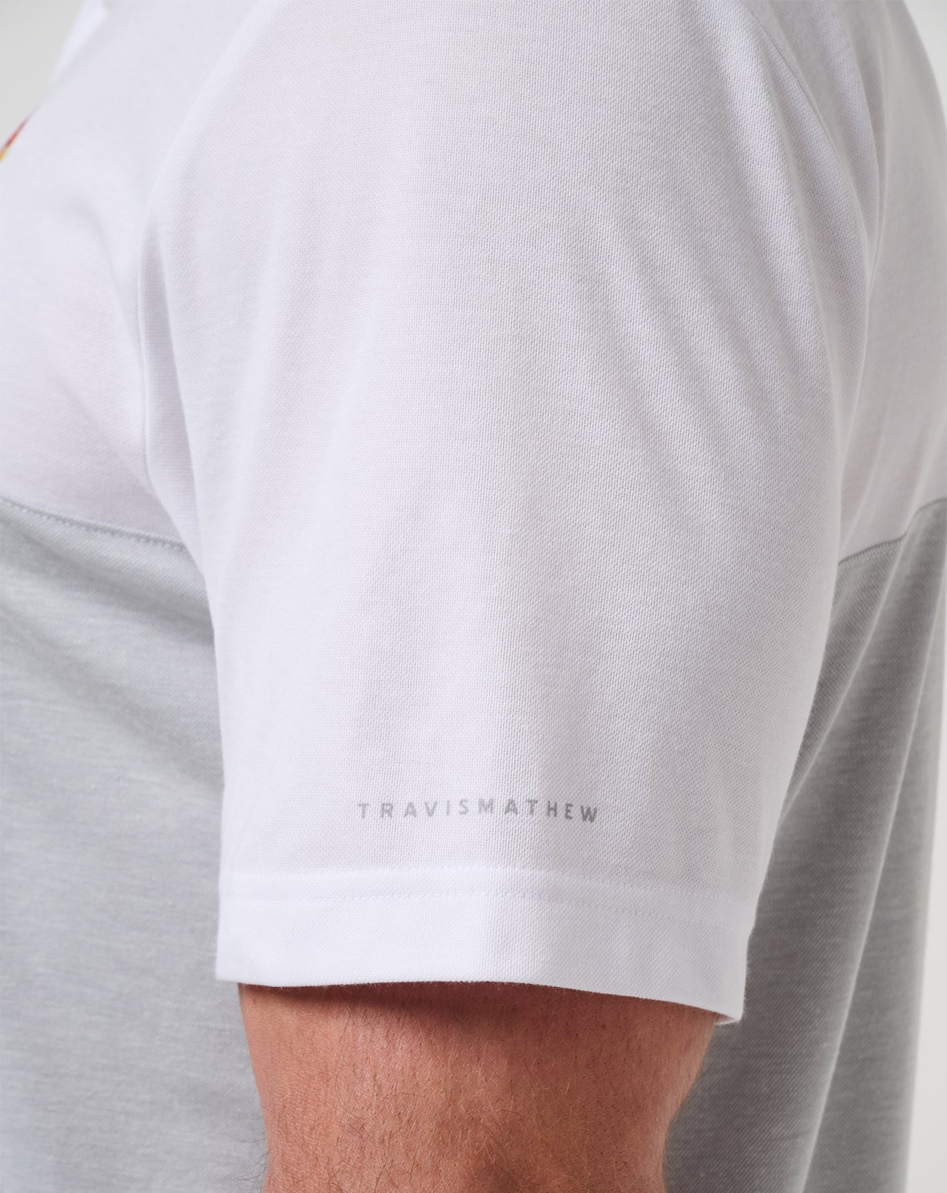 TravisMathew Kansas Drop Back Polo - White/Heather Grey