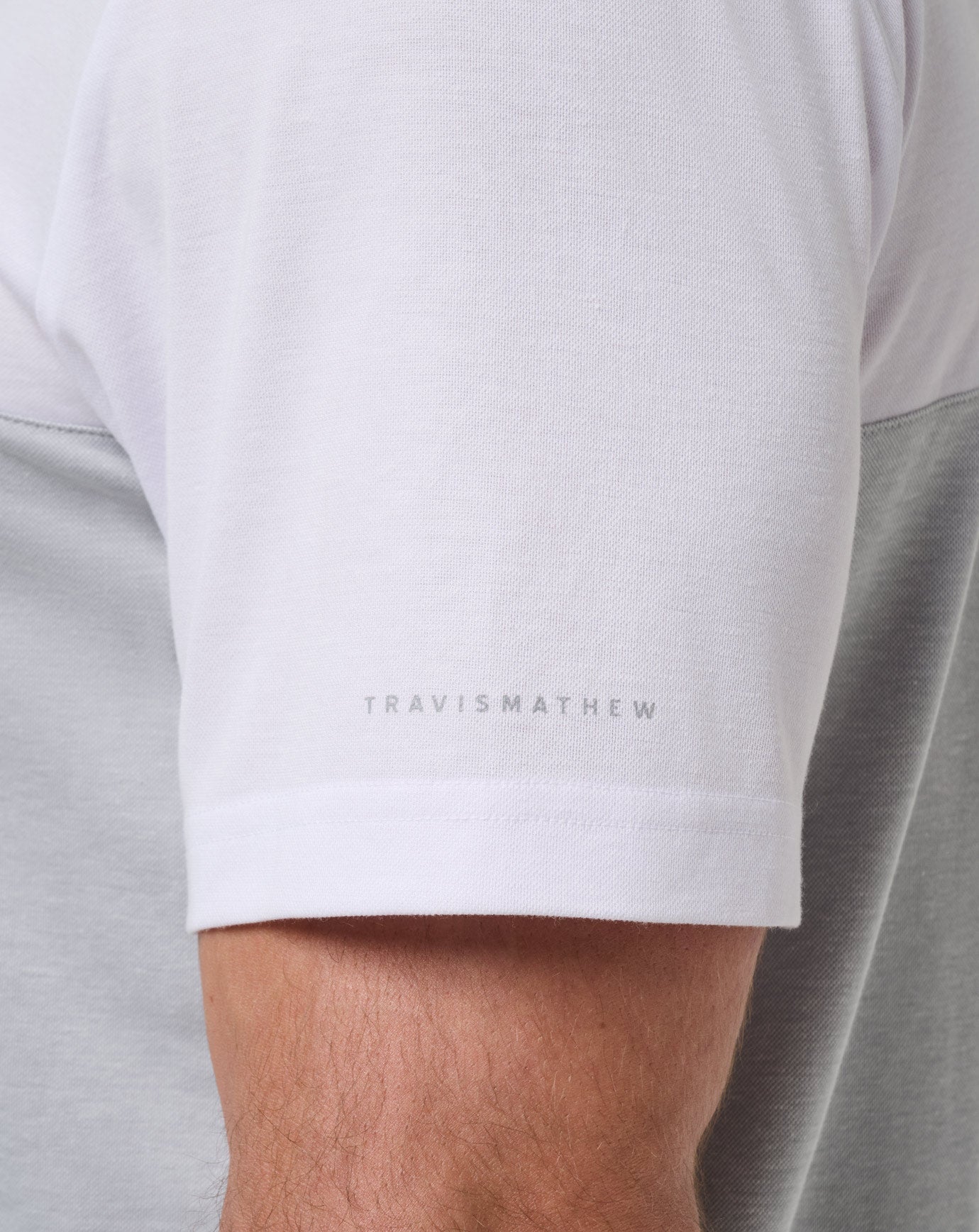 TravisMathew Stanford Drop Back Polo - White/Heather Grey