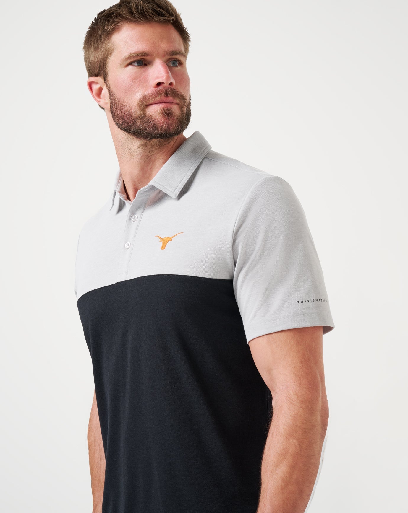 TravisMathew UT Austin Drop Back Polo - Heather Grey/Black