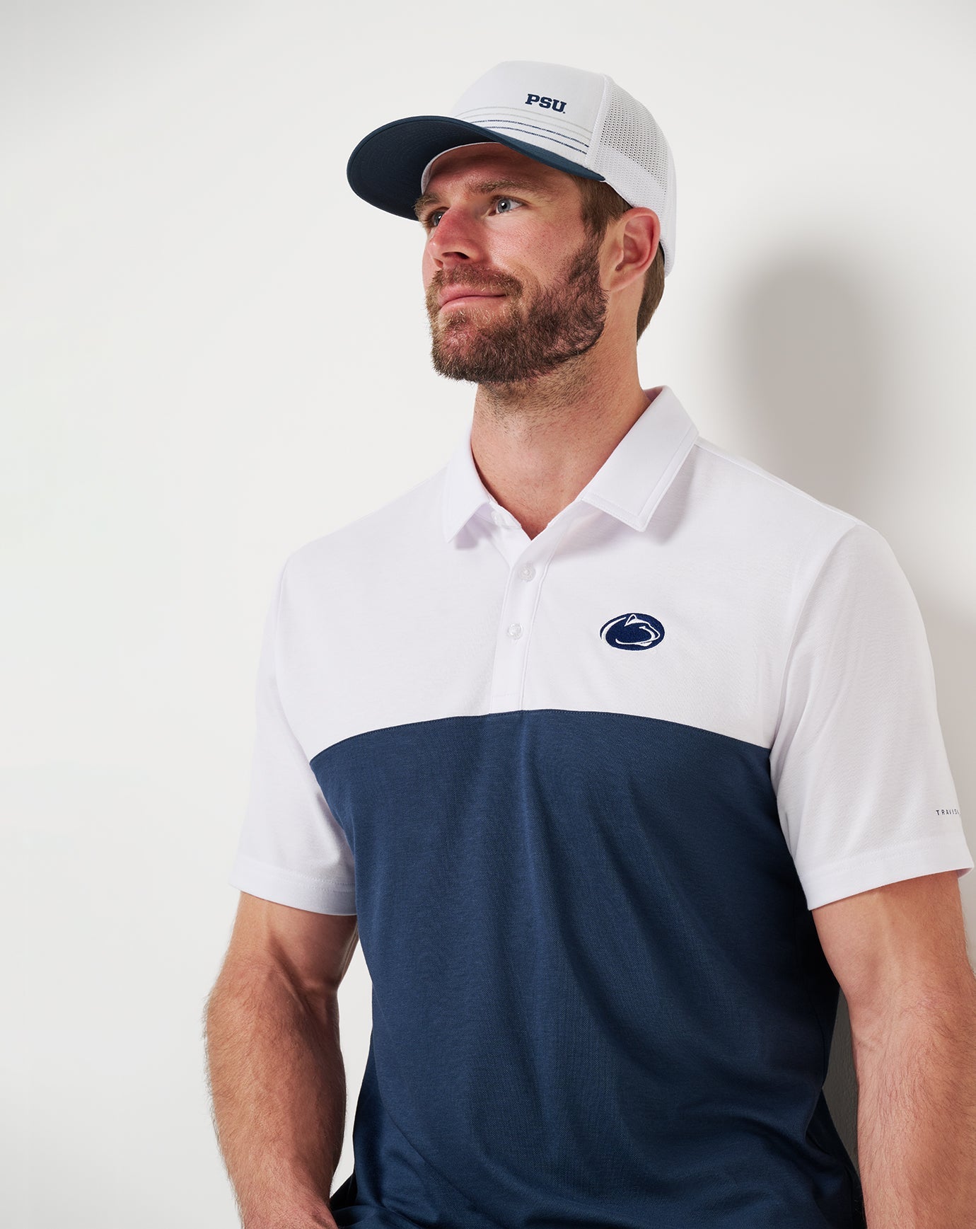 TravisMathew PSU Drop Back Polo - White/Navy
