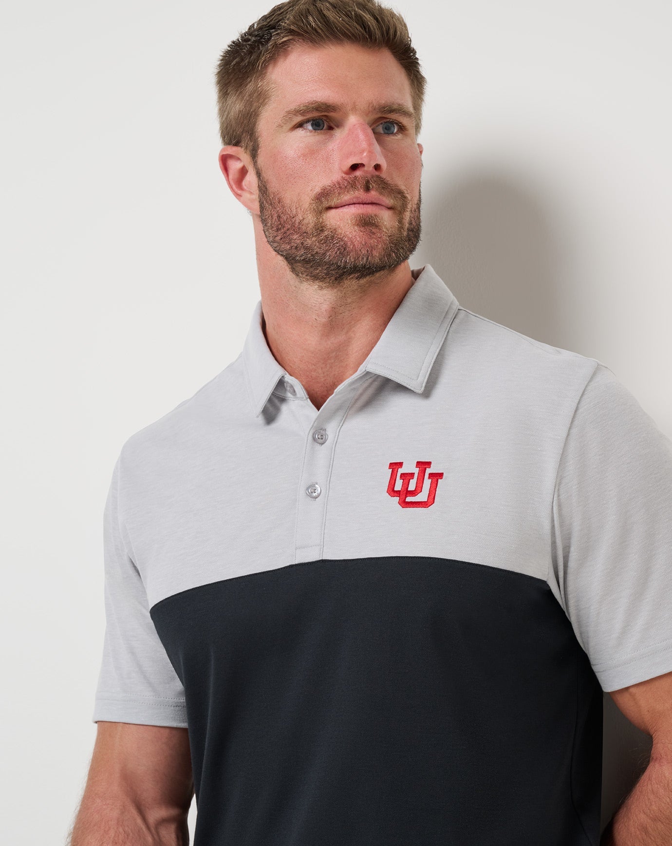 TravisMathew Utah Drop Back Polo - Heather Grey/Black