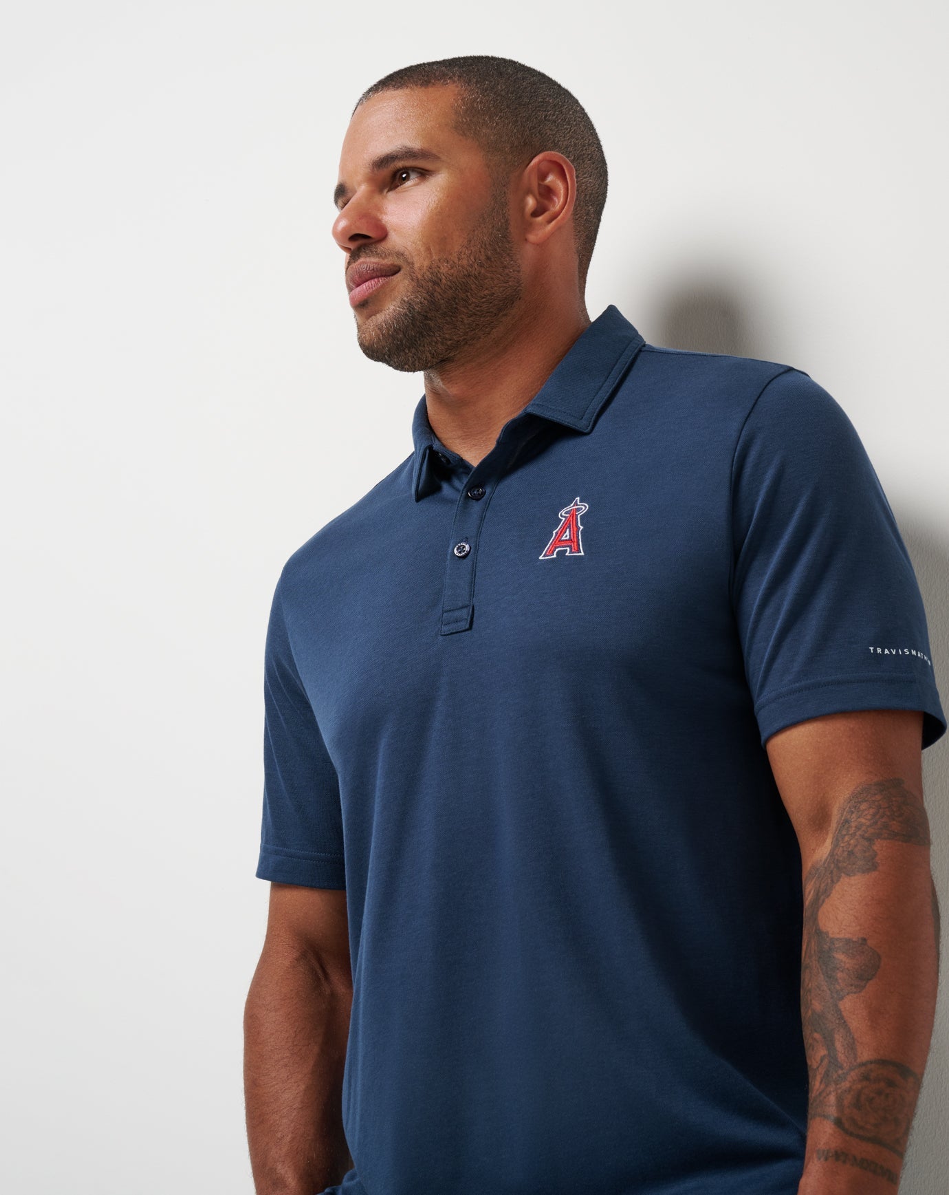 Travis Mathew Discount Los Angeles Angels Playoff Pitch Polo Men|New