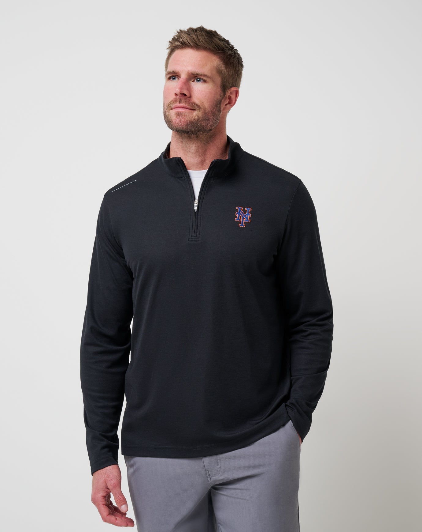 Travis Mathew Discount New York Mets Time To Tailgate Quarter Zip Men|New