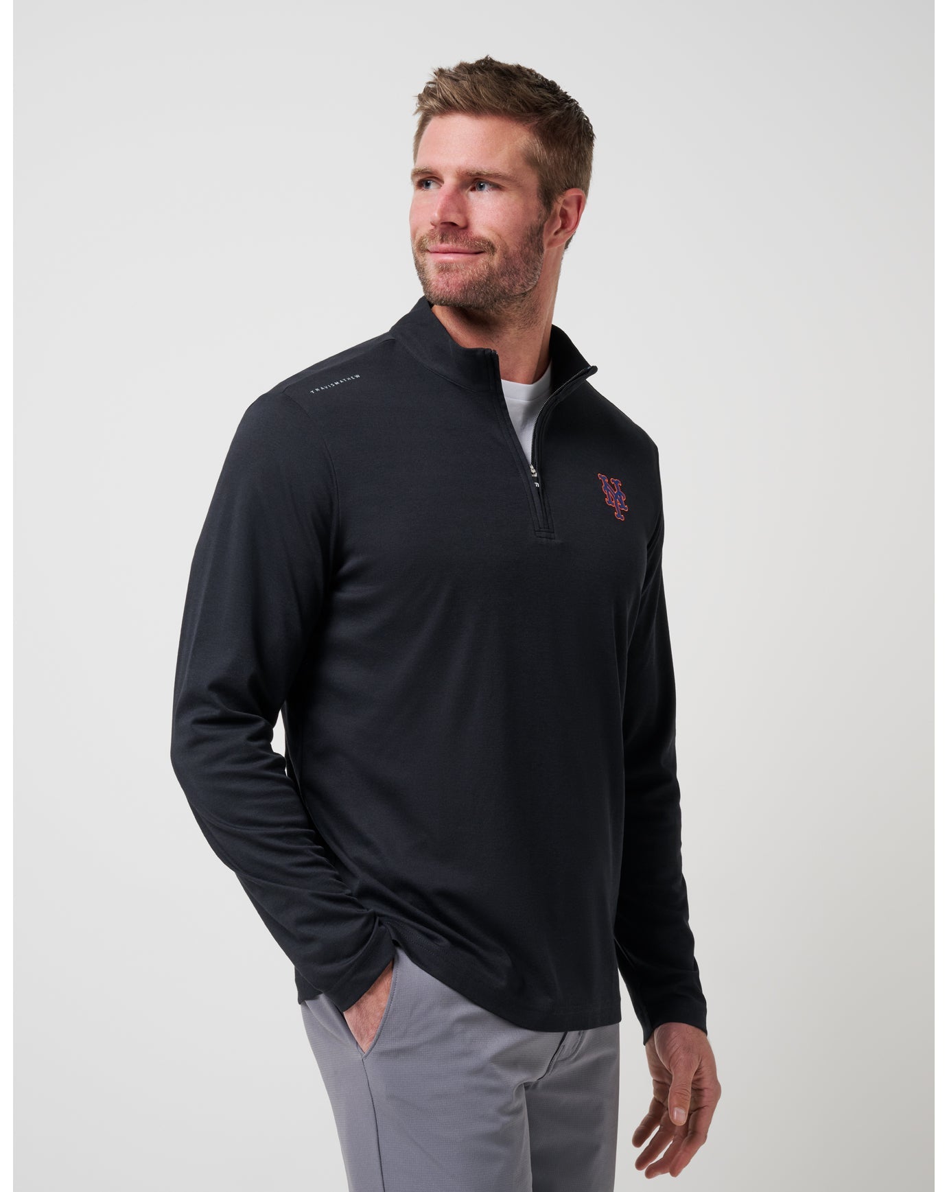 Travis Mathew Discount New York Mets Time To Tailgate Quarter Zip Men|New