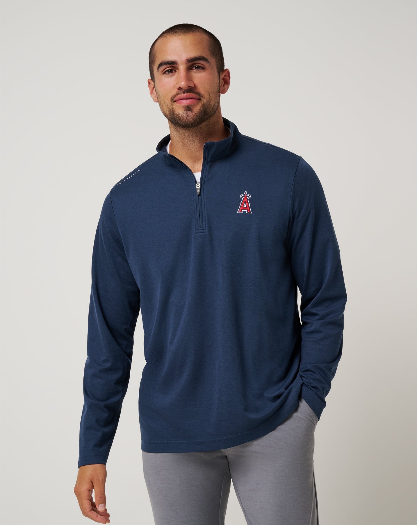 Travis Mathew Online Los Angeles Angels Time To Tailgate Quarter Zip Men|New