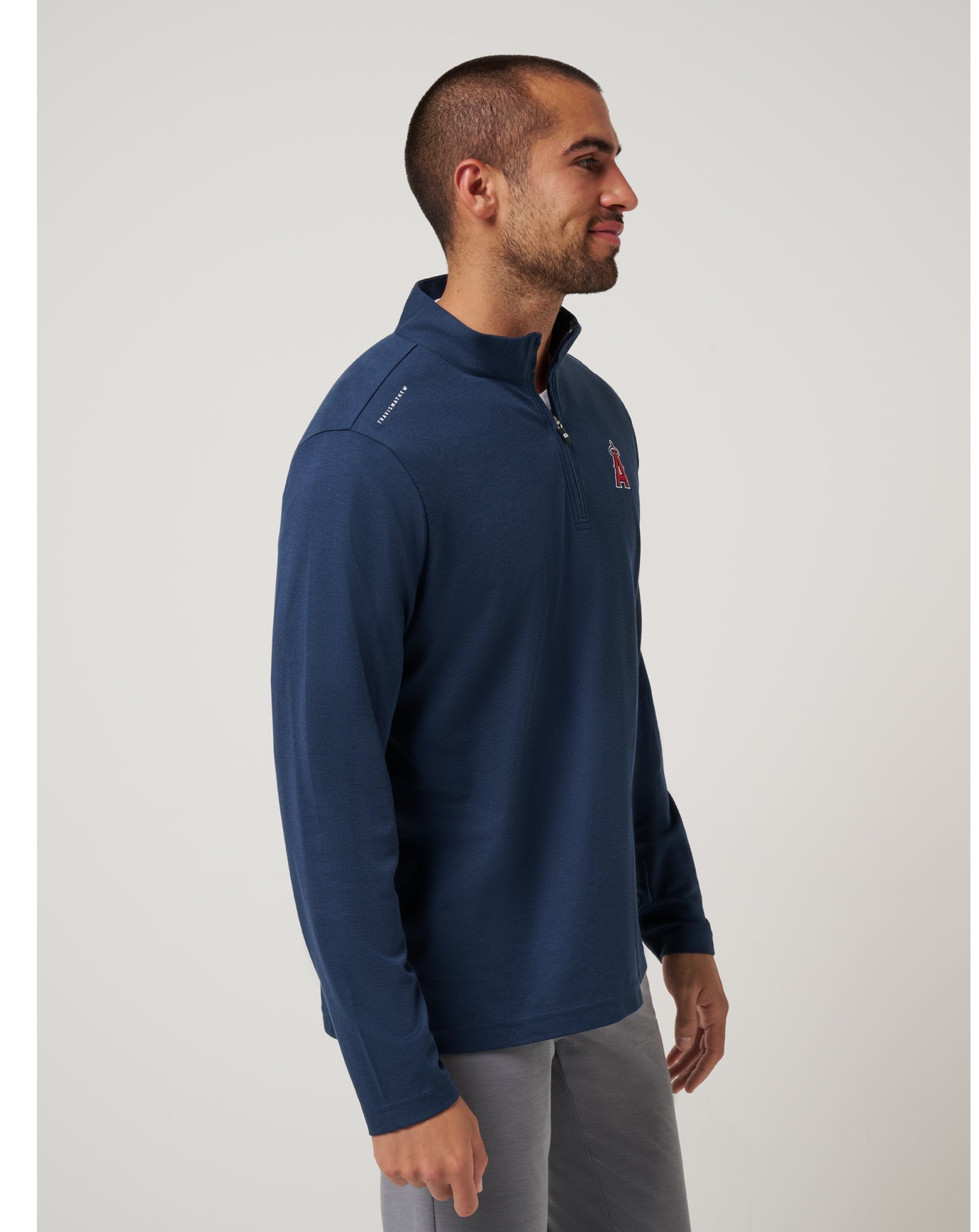 Travis Mathew Online Los Angeles Angels Time To Tailgate Quarter Zip Men|New