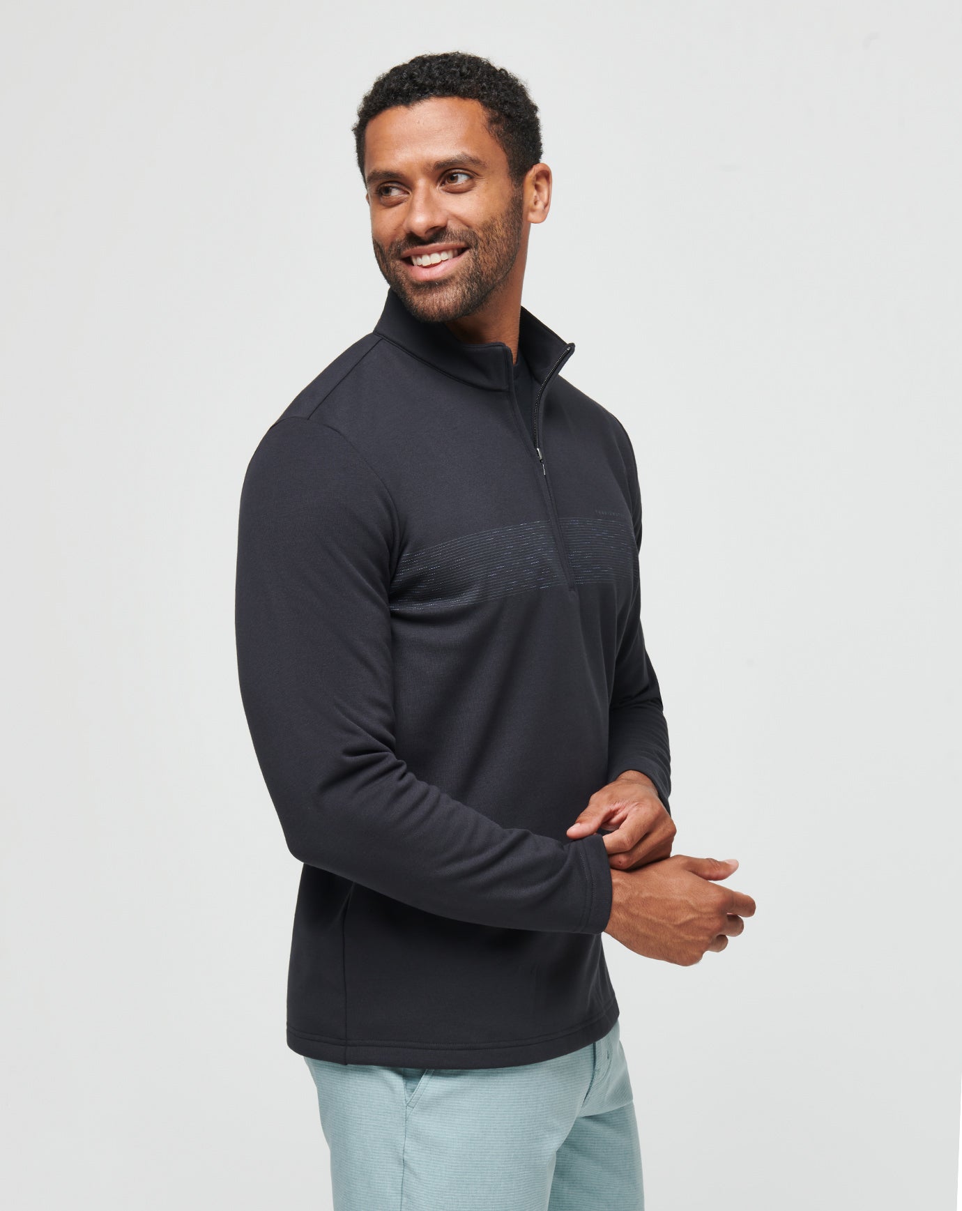 Travis Mathew Discount Upgraded Fleece Chest Stripe Quarter Zip Men