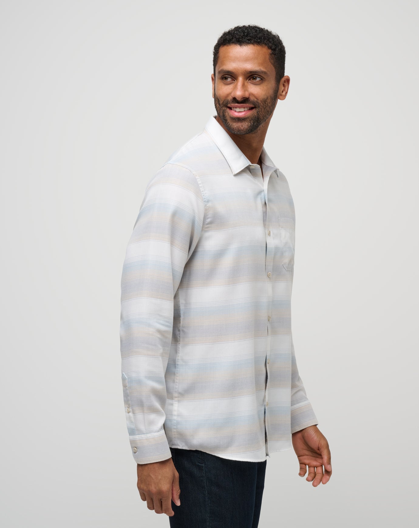 Travis Mathew Discount Cloud Flannel Stripe Button-Up Men