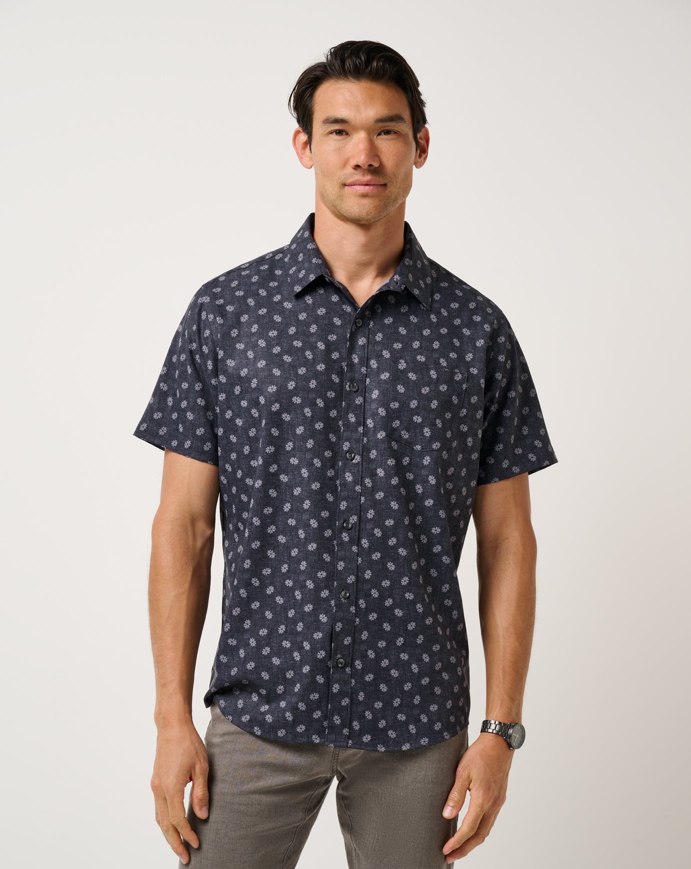 Travis Mathew US Techwoven Grey Wind Button-Up Men