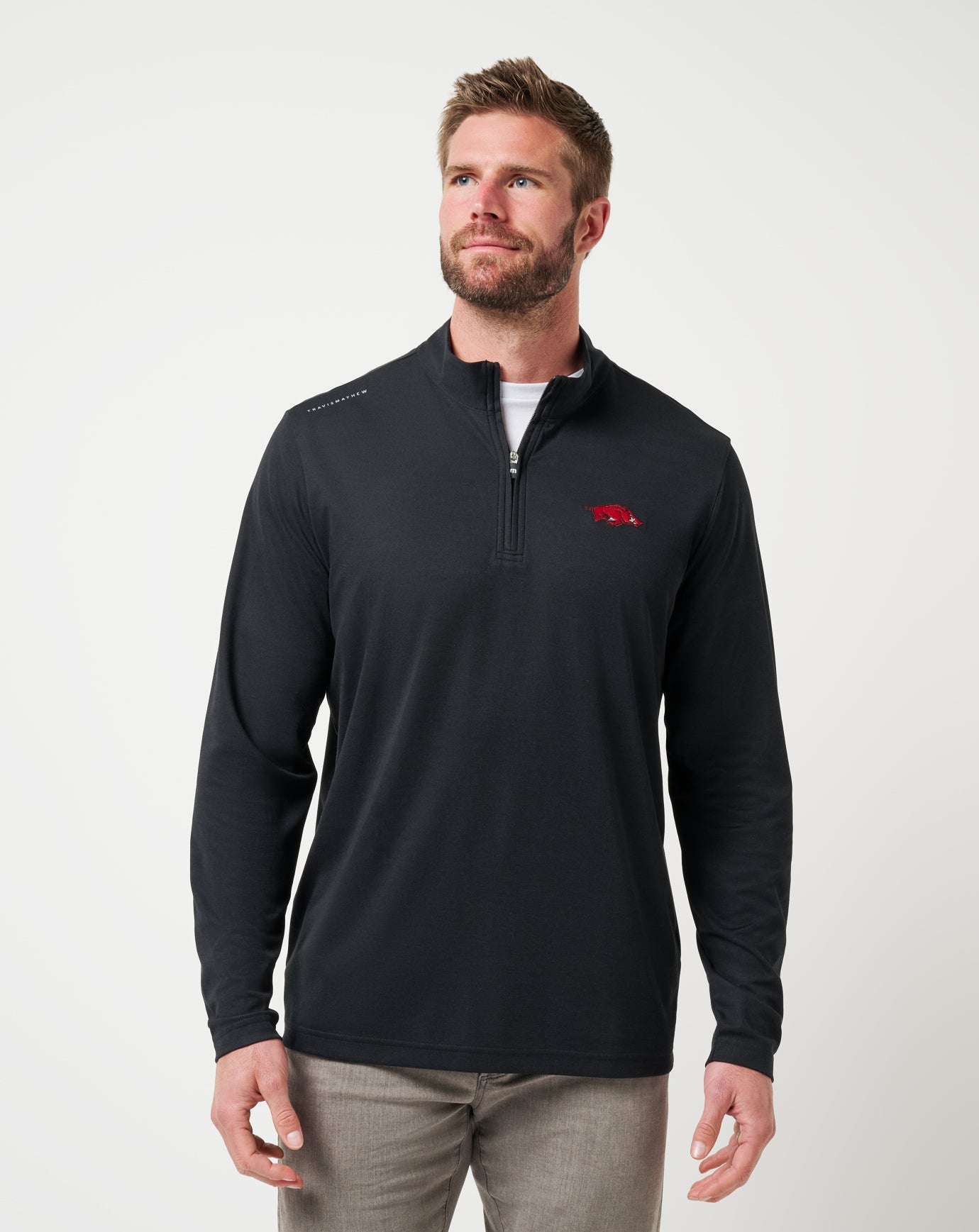 Travis Mathew Online Arkansas Time To Tailgate Quarter Zip Game Day|New