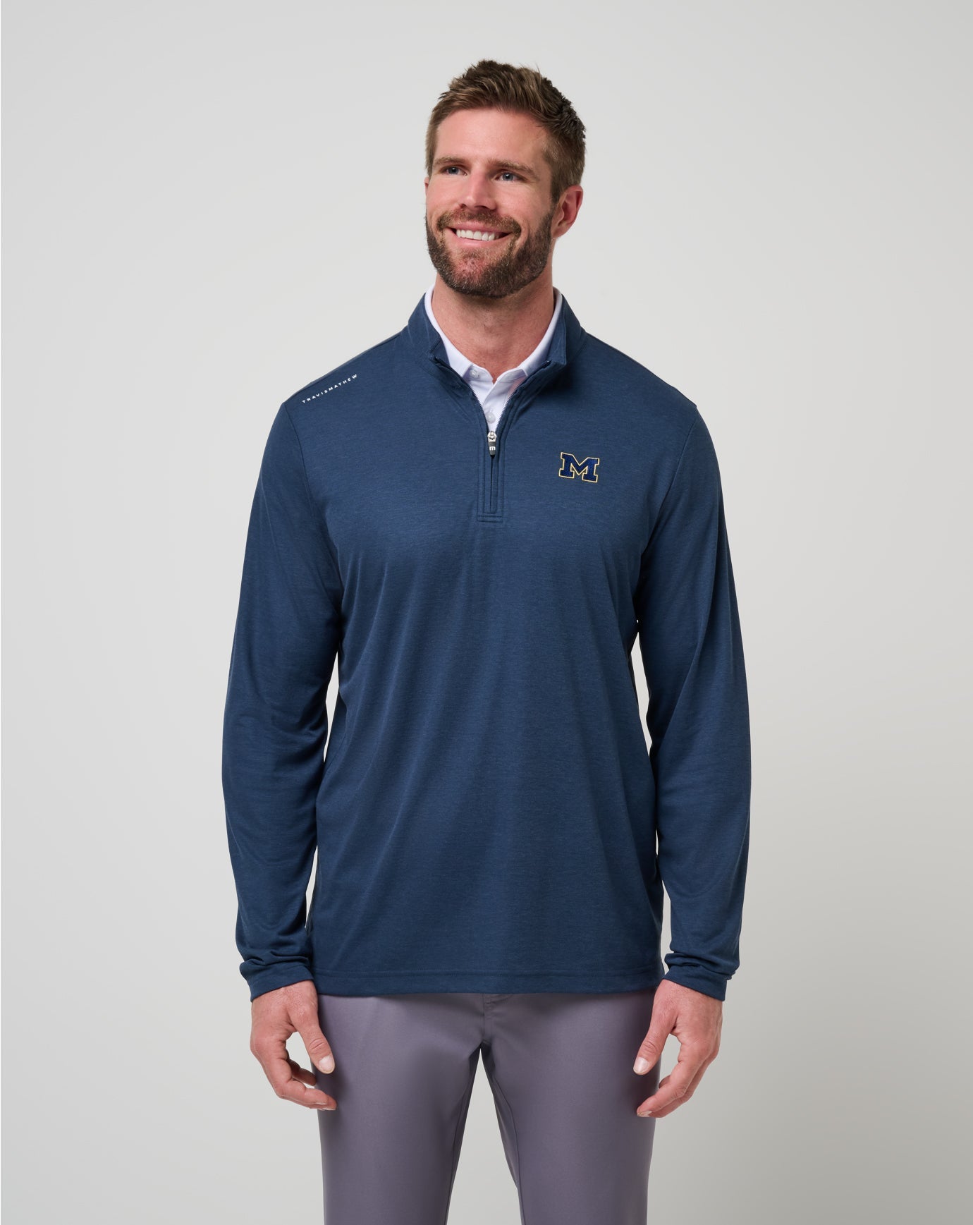 Travis Mathew For Sale Michigan Time To Tailgate Quarter Zip Game Day|New