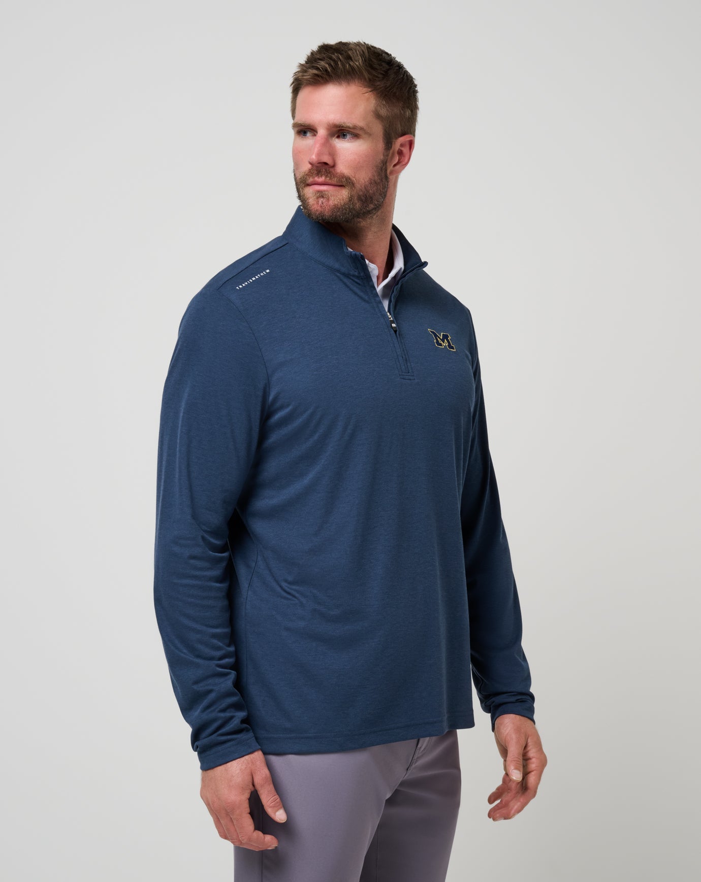Travis Mathew For Sale Michigan Time To Tailgate Quarter Zip Game Day|New